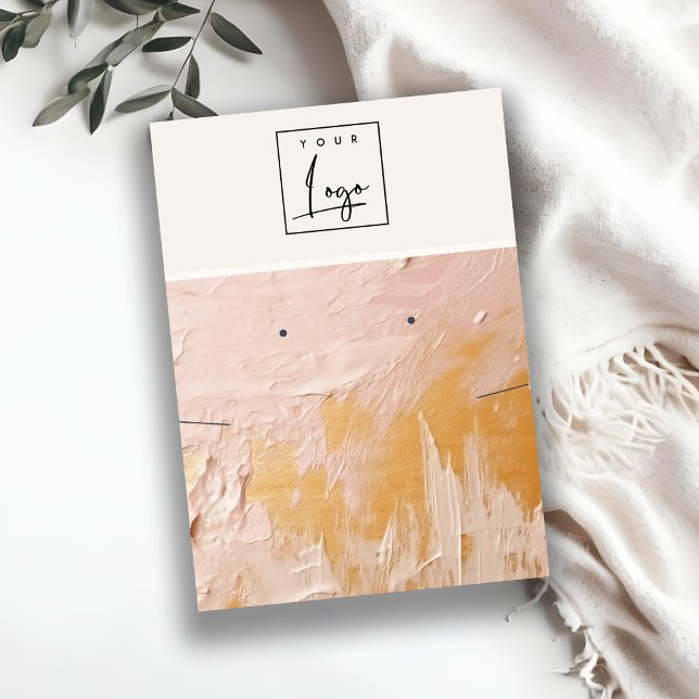Blush Gold Oil Paint Texture Logo Earring Necklace Business Card (Creator Uploaded)
