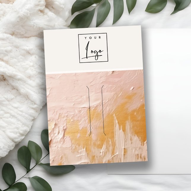 Blush Gold Oil Paint Texture Logo Hairpin Display Business Card (Creator Uploaded)