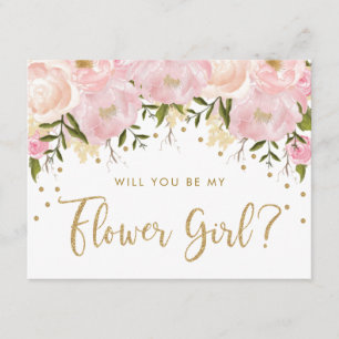 Blush Gold Pastel Floral Be My Flower Girl Invitation