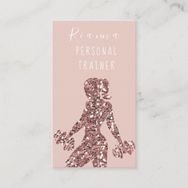 Blush & Gold Personal Trainer Social Media Business Card (Front)