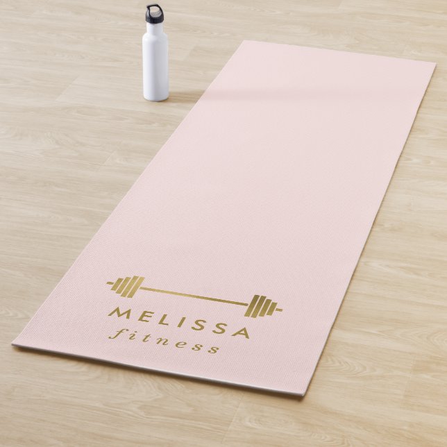 Blush & Gold Personalised Fitness Brand Yoga Mat (In Situ)