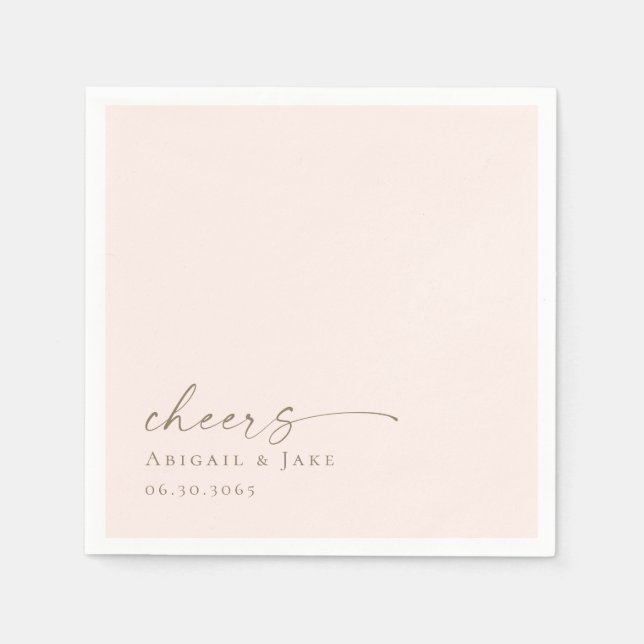 Blush & Gold Personalised Wedding Napkins  (Front)