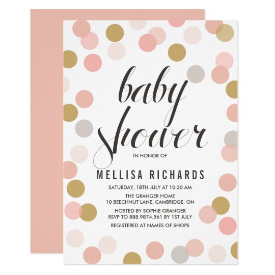 blush gold polka dots baby shower invitation zazzle co uk