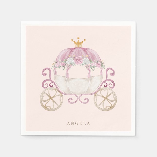 Blush & Gold Princess Baby Shower Cocktail Napkin (Front)