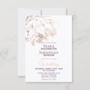 ~  Blush Gold Rose Floral Elegant Wedding Invitation
