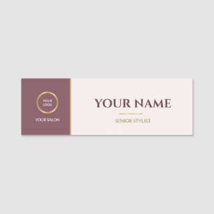 Blush Gold Salon Stylist Logo Employee Name Tag