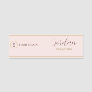 Blush Gold Salon Stylist Logo Employee Name Tag