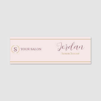 Blush Gold Salon Stylist Logo Employee Name Tag