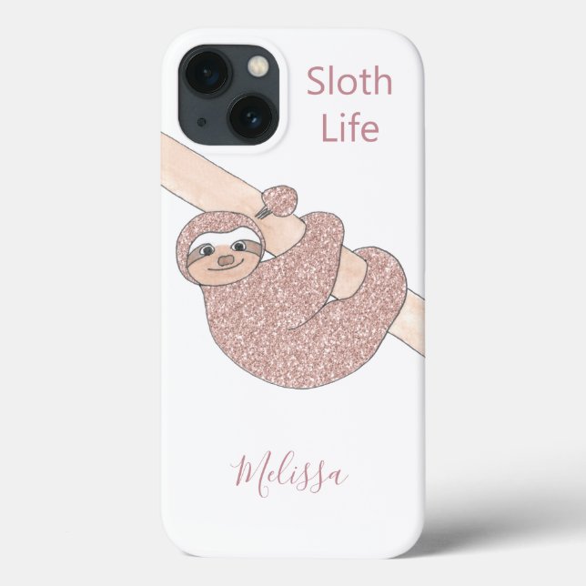 Blush Gold Sloth Life Personalised Case-Mate iPhone Case (Back)