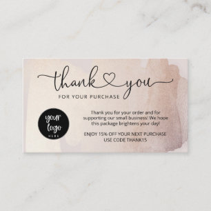 Blush Gold Small Business Thank You Order Insert