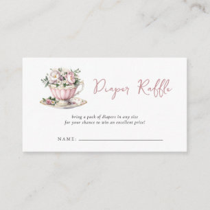 Blush Gold Tea Party Baby Shower Diaper Raffle Enclosure Card