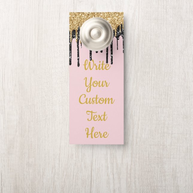 Blush Gold Text Anniversary Party Birthday Wedding Door Hanger (On Knob)