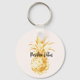 Blush Gold Tropical Pineapple Key Ring
