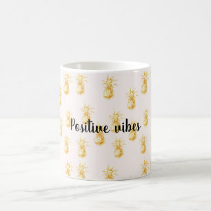 Blush Gold Tropical Pineapples personalised quote Coffee Mug