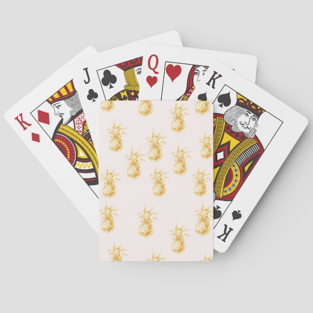 Blush Gold Tropical Pineapples Playing Cards (Back)
