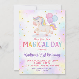 Blush Gold Unicorn Birthday Invitation