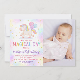 Blush Gold Unicorn Birthday Invitation