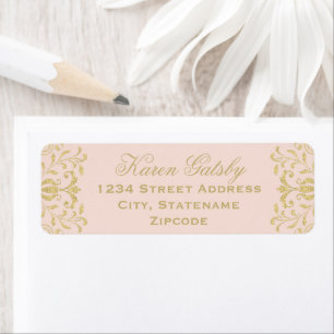 Blush Gold Vintage Glamour Wedding Return Address