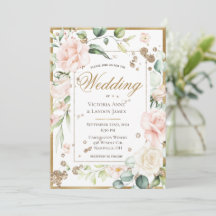 Blush Gold Watercolor Romantic Floral Wedding