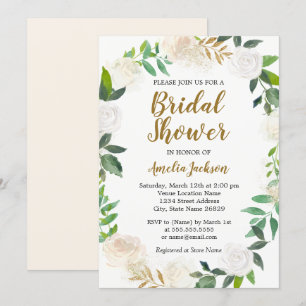 Blush Gold Watercolor Wreath Bridal Shower Invitation