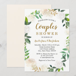 Blush Gold Watercolor Wreath Couples Shower Invitation