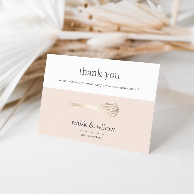 Blush & Gold Whisk | Bakery or Caterer Business Thank You Card (Creator Uploaded)