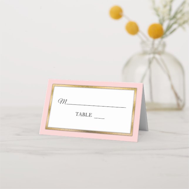 Blush | Gold | White Simple Elegant Place Cards (Front)