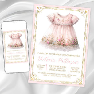 Blush Gold Wildflower Dress Baby Shower Invitation