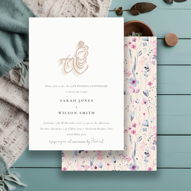 Blush Gold Wildflower Krishna Indian Anniversary Invitation (Creator Uploaded)