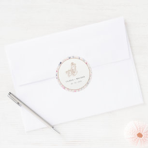 Blush Gold Wildflower Krishna Indian Wedding Classic Round Sticker