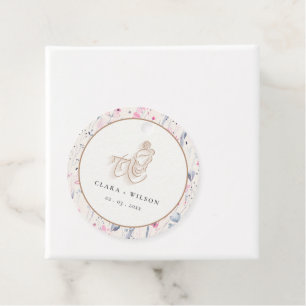 Blush Gold Wildflower Krishna Indian Wedding Favour Tags