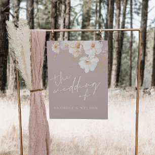 Blush Gold Wildflowers Elegant Wedding Poster Sign