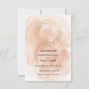 Blush Gold Wreath Wedding Save The Date