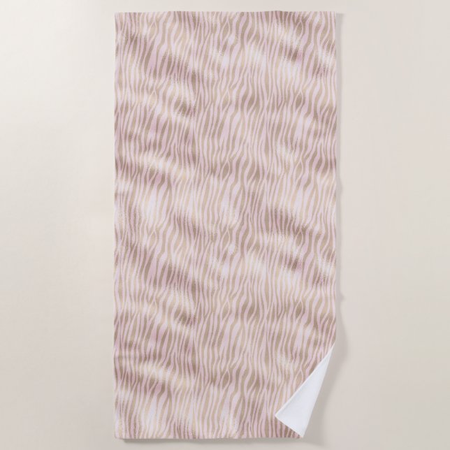 Blush Gold Zebra Print Beach Towel (Front)