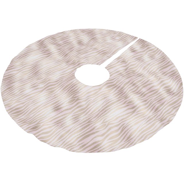 Blush Gold Zebra Print Brushed Polyester Tree Skirt (Angled)
