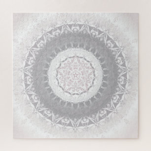 Blush Gray Mandala Jigsaw Puzzle