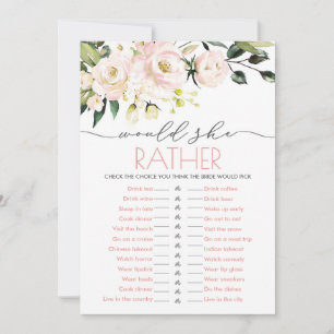 Blush Green Floral Wedding Would She Rather Invitation