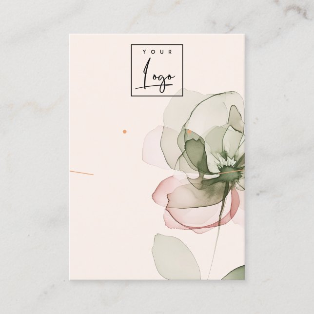 Blush Green Flower Logo Necklace Earring Display Business Card (Front)