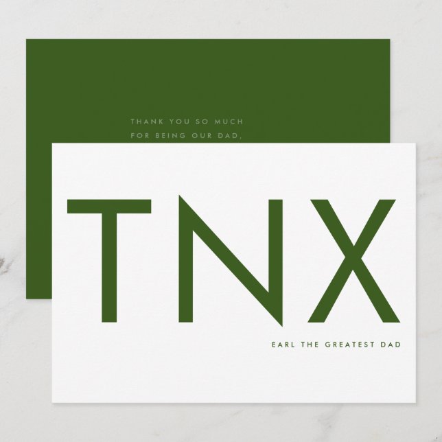 Blush Green Ultra Modern Bold Big Thank You Dad (Front/Back)