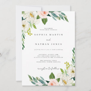 Blush Green Watercolor Botanical Wedding Invitation