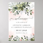 Blush Greenery Dusty Blue Wedding Welcome Sign XL