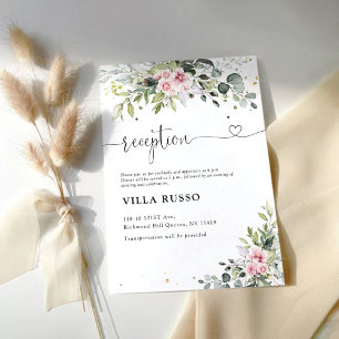 Blush Greenery Wedding Reception Enclosure Card