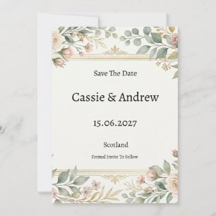 Blush Greenery Wedding Save The Date