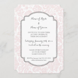 Blush Grey Damask Engagement Party Invitations