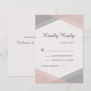 Blush grey geometric elegant modern wedding rsvp invitation