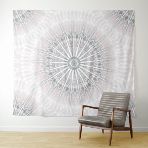 Blush Grey Neutral Bohemian Mandala Tapestry