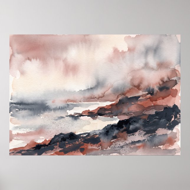 Blush Grey Storm Seascape Poster (Front)