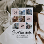 Blush Grid Collage | Photo Save the Date<br><div class="desc">Announce your upcoming nuptials with these chic blush pink and black save the date cards featuring six of your favourite square photos and your wedding date in a gridded layout. "Save the Date" appears beneath in a fresh, casual handwritten script brush marker typeface. Personalise with your names, wedding location and...</div>