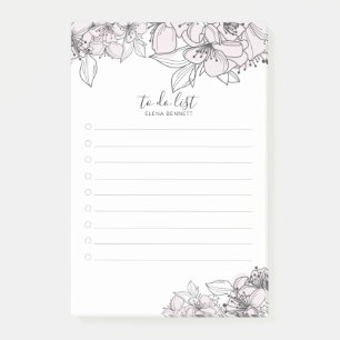 Blush Hand Drawn Flowers Botanical Post-It Notes