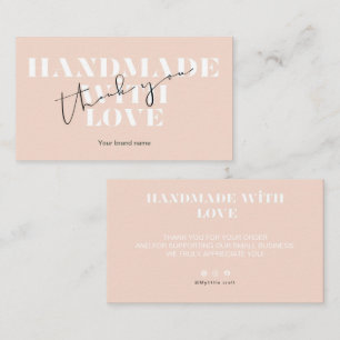 Blush Handmade With Love Thank You Small Business Card